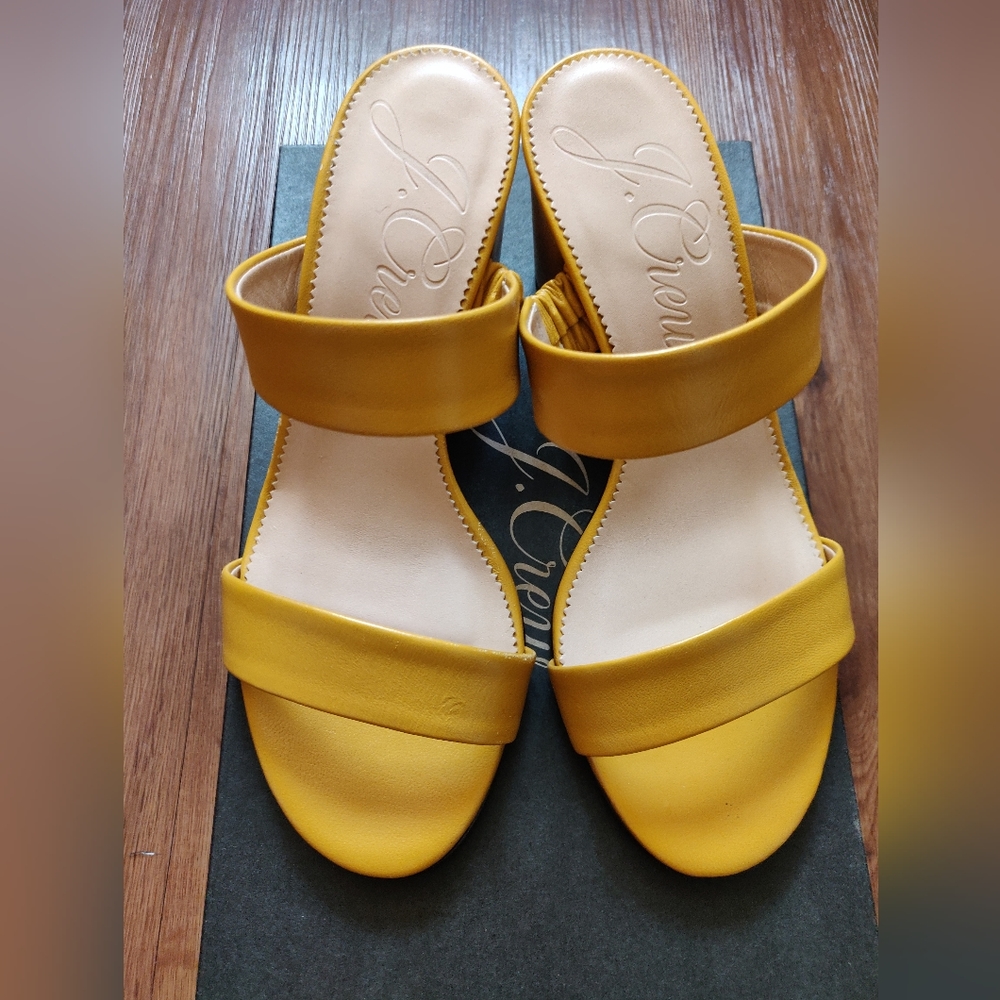 NIB Jcrew Lucie shoes sandal heel 7 mustard yellow warm marigold - Picture 5 of 15
